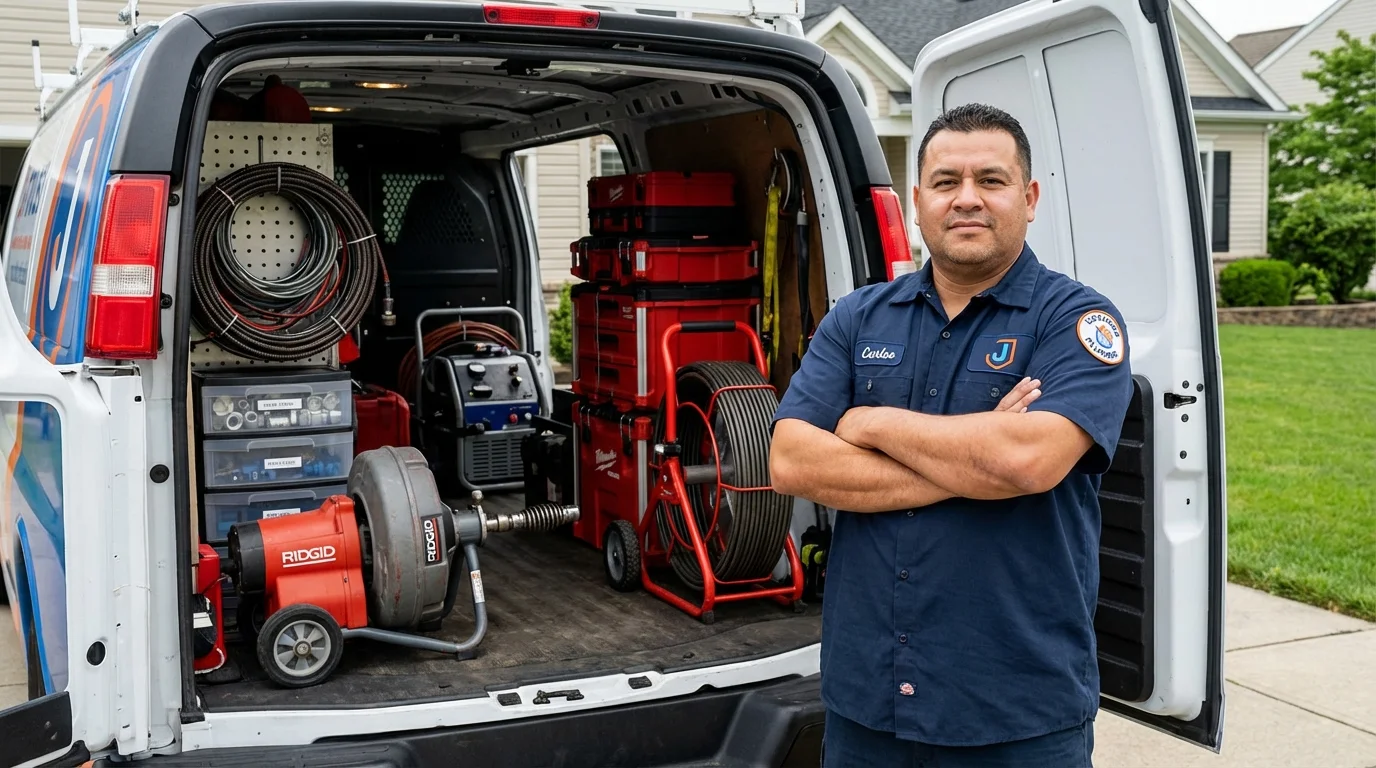 Professional drain cleaning equipment and Johns Plumbing LLC plumber in Barstow