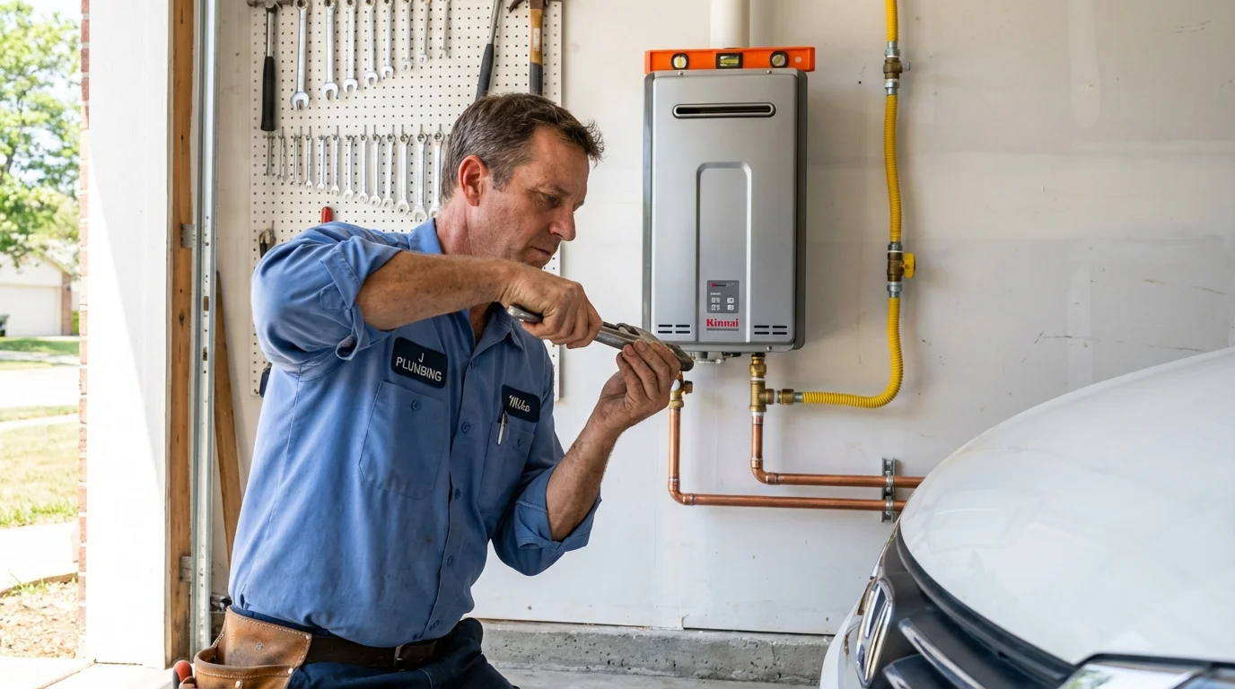 Tankless water heater installation by a Johns Plumbing LLC plumber in Barstow