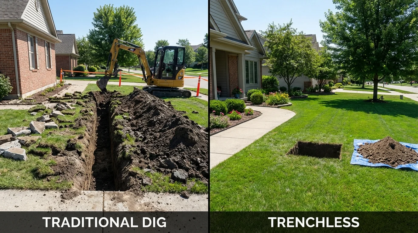 Trenchless sewer repair with minimal yard damage versus traditional excavation in Barstow, CA